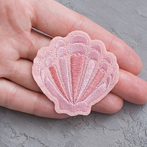 Seashell patch. Mermaid Clamshell Iron On patch. DIY Sewing Cute Costume Clothing Accessories Embroidered Applique Patch Gift - 2&quot;
