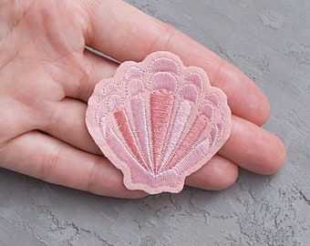 Seashell patch. Mermaid Clamshell Iron On patch. DIY Sewing Cute Costume Clothing Accessories Embroidered Applique Patch Gift - 2"