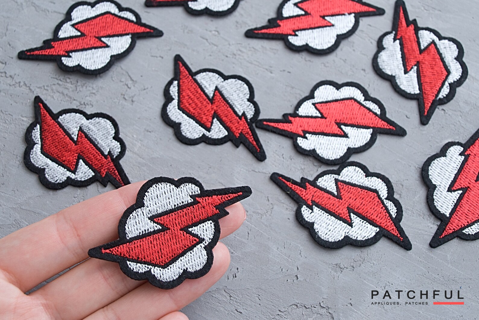 Lightning Patch 62mm Stripe Thunder Iron on Applique Patch Etsy