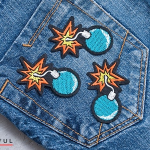 Cartoon Bomb patch. Dynamite embroidered patch. Badge sign applique. Iron on patch. Patches For Jacket. Sew On emoji patch. Cool gift image 3