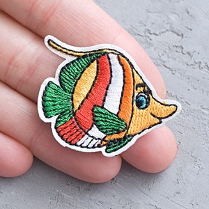 Cute Fish patch 40mm, Colorful fish embroidered patch, Iron On Patch for Jackets, Kids patch gifts, Packpack patch -  1 9/16&quot;