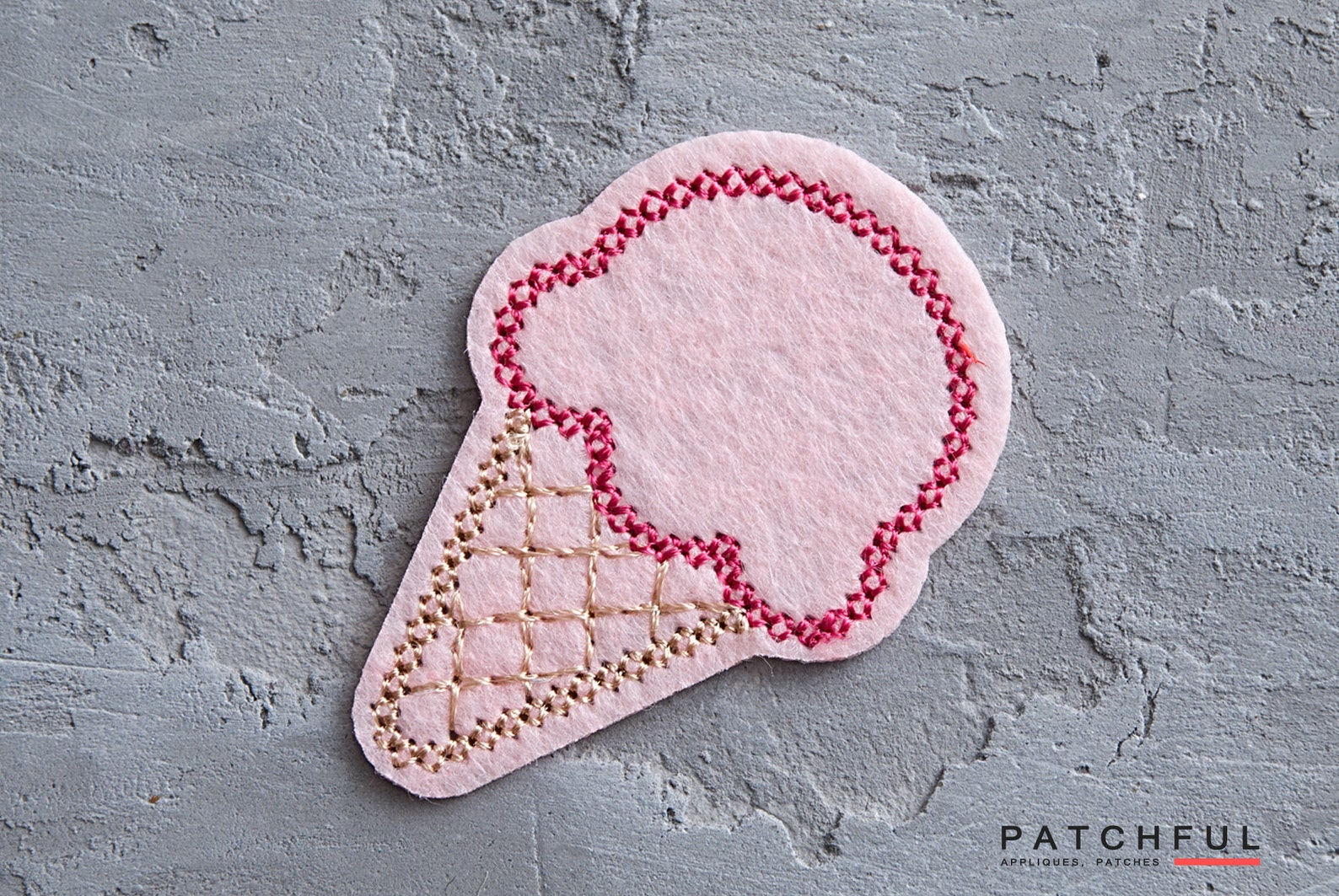Ice Cream Cone Ironon Patch Ice Cream Badge Pink Girly Etsy