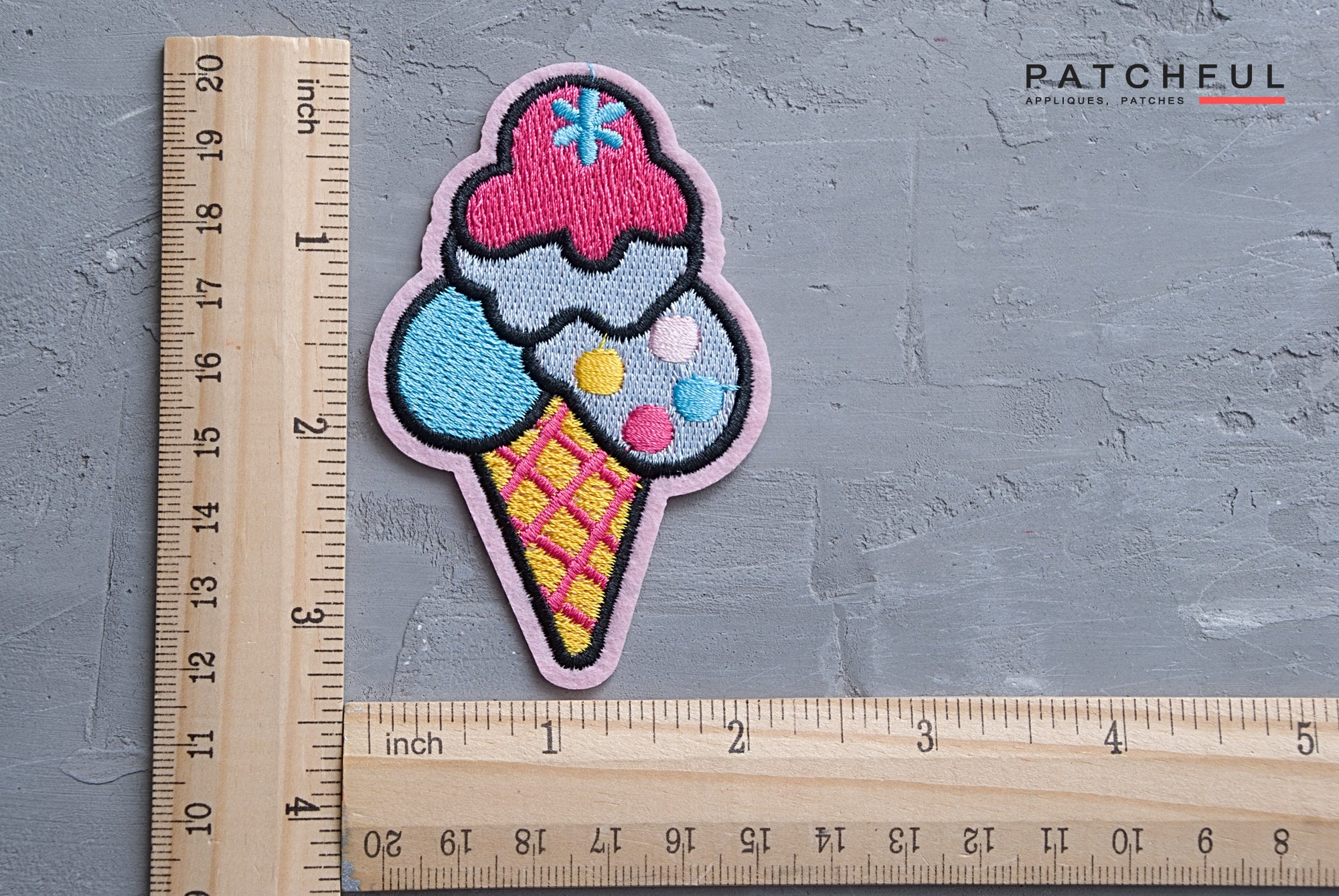 Ice Cream Cone IronOn Patch Ice Cream Badge Pink Girly Etsy