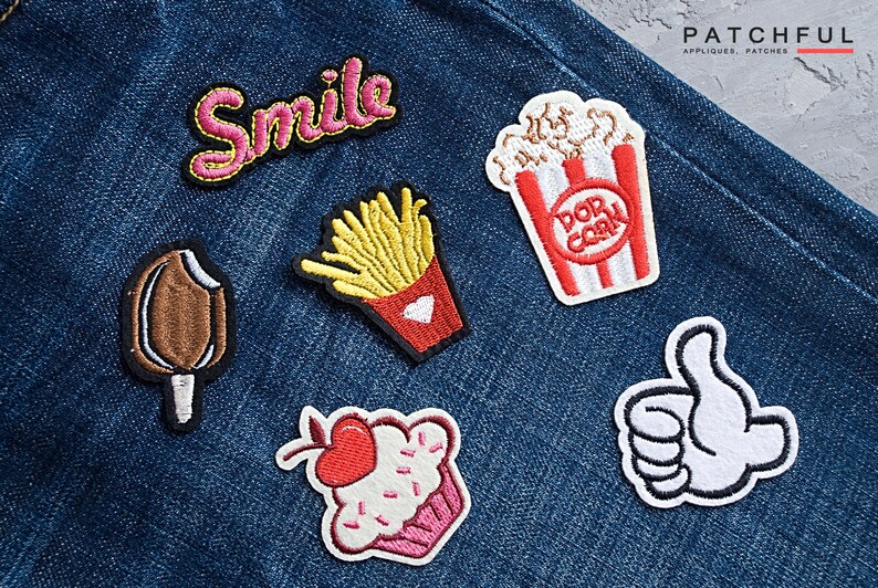Embroidered Ice Cream Cone Patch, Pink Girly Food Applique, Iron-On Badge (85mm) image 8