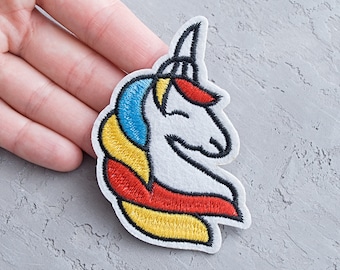 Rainbow Unicorn patch 83mm, Iron on patch, LGBTQ applique, Embroidered patch for jacket, Sew on patch for backpack - 3 1/4"