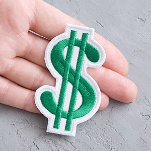 Dollar patch 70mm, Money symbol iron on patch, American dollar badge, Buck badge - 2 3/4&quot;