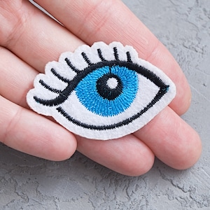 Girly eye embroidered patch 55mm, Hippie Boho backpatch patch, Blue Eye iron on appliqu, Teen girls patch, Patches For Jackets - 2 3/16&quot;