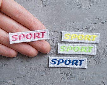 SPORT patch 50mm, Small letters, Embroidered iron on patch, Sport lover badge gift - 2"