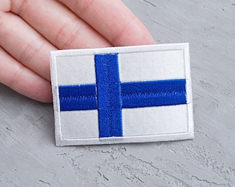 Finland flag patch 65mm, World flags, Embroidered iron on patch, Sew on badge, Country National flag Applique - 2 9/16"