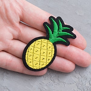 Pineapple patch 60mm, Embroidery iron on patch, Tropical fruit patch, Summertime patch, Patches For Jacket, summer vacation patch - 2 3/8&quot;