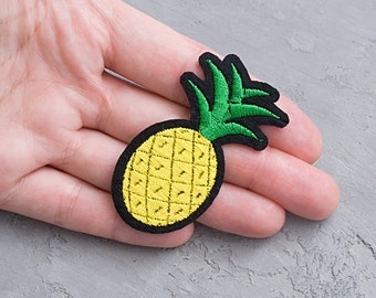 Embroidered Pineapple Iron On Patch, Tropical Applique (2 3/8")