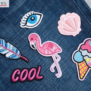 Embroidered Ice Cream Cone Patch, Pink Girly Food Applique, Iron-On Badge (85mm) image 6