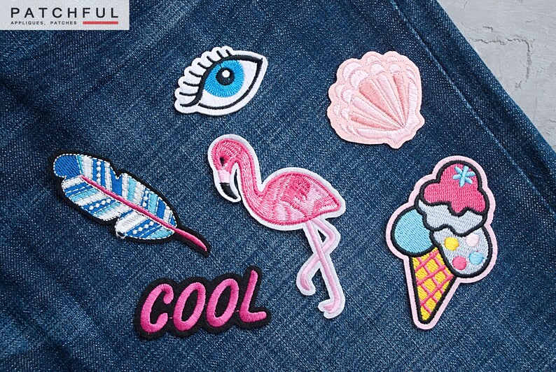 Embroidered Ice Cream Cone Patch, Pink Girly Food Applique, Iron-On Badge (85mm) image 6