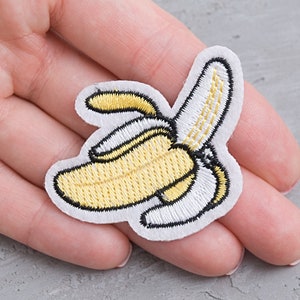 Remendo de banana termocolante 55 mm, Emblema de frutas tropicais, Aplique bordado, Presente peculiar, Emblema de banana da cultura pop, Presente para crianças, Artesanato faça você mesmo - 2 3/16&quot;