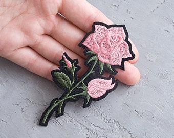 Parche de rosa melocotón de 100 mm, Parche de flores para planchar, Aplique de verano para niña, 3 15/16 pulg.