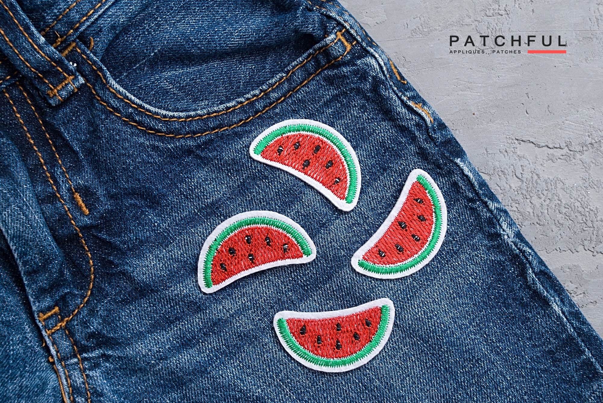 Watermelon Embroidered Patch 45mm Iron On patch game Fruit Etsy