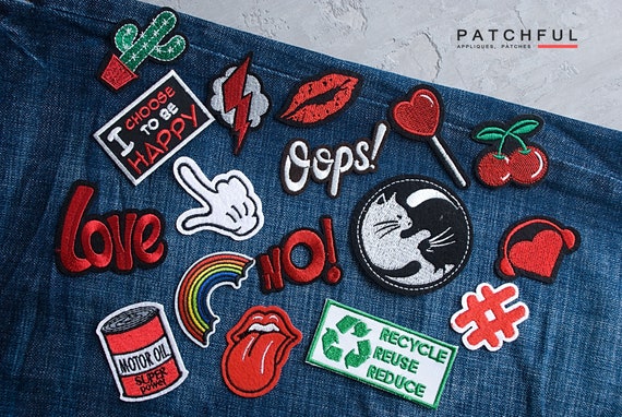 10 Cross-stitch Patches Iron-on Decals Badges Clothes Jeans Fabric