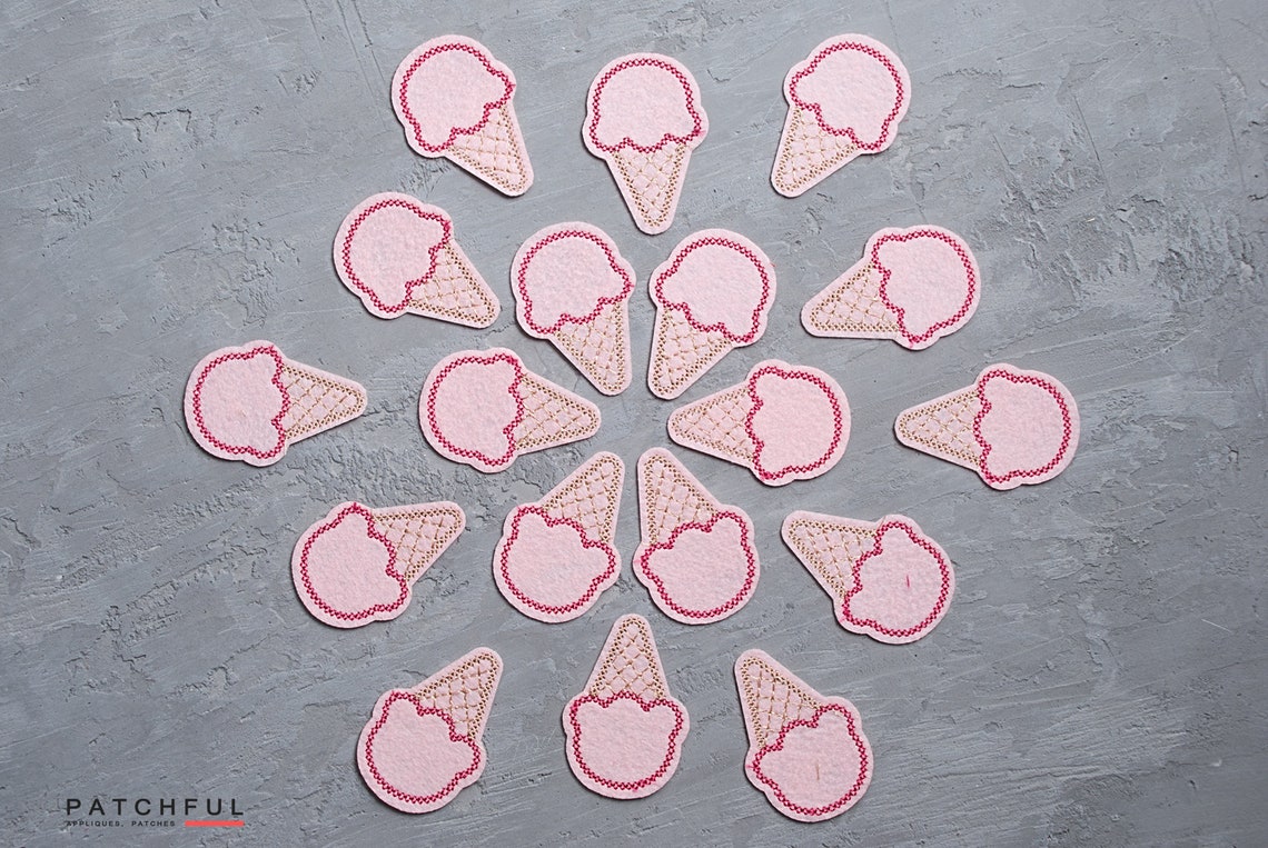 Ice Cream Cone Ironon Patch Ice Cream Badge Pink Girly Etsy