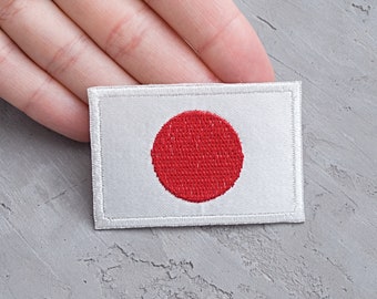 Japan flag patch 60mm, Souvenir gift, Travel iron-on badge, Asia Flag World Championship Clothing Tshirt Jersey Katana Patches - 2 3/8"