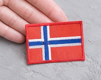 Norway flag patch 2 3/8", World Flag badge, Embroidered patch, National Norway Country Flag Emblem, Traveler gift
