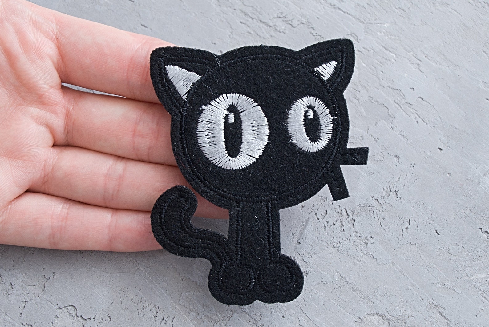 Black cat patch 77mm Animal badge Applique motif Cat gift Etsy