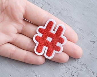 Hashtag symbol patch 45mm, Tag for social media, facebook, instagram, blogging pins. Fun Gift, Patch for jacket- 1 3/4&quot;