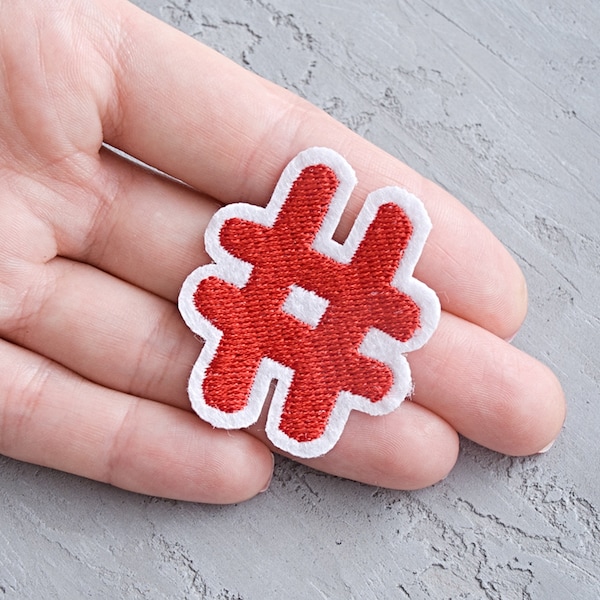 Hashtag symbol patch 45mm, Tag for social media, facebook, instagram, blogging pins. Fun Gift, Patch for jacket- 1 3/4"