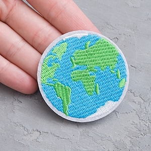 Planet patch. Earth, World, Outer Space, Solar System Badge. Earth Day, Mother Earth, Nature, Embroidered Iron On Patch - 2 1/8&quot;