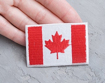 Canada flag patch 63mm, Canadian flag, Maple Leaf emblem, Iron On embroidered applique, Jacket Bag T Shirt Hat Badge, Souvenir gift - 2 1/2"