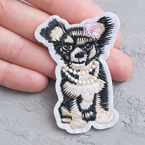 Doggy patch 63mm. Gift for Dog lover, Pet lover, Pet mother. Cute Puppy iron-on applique for jacket, cloth repair  - 2 1/2&quot;