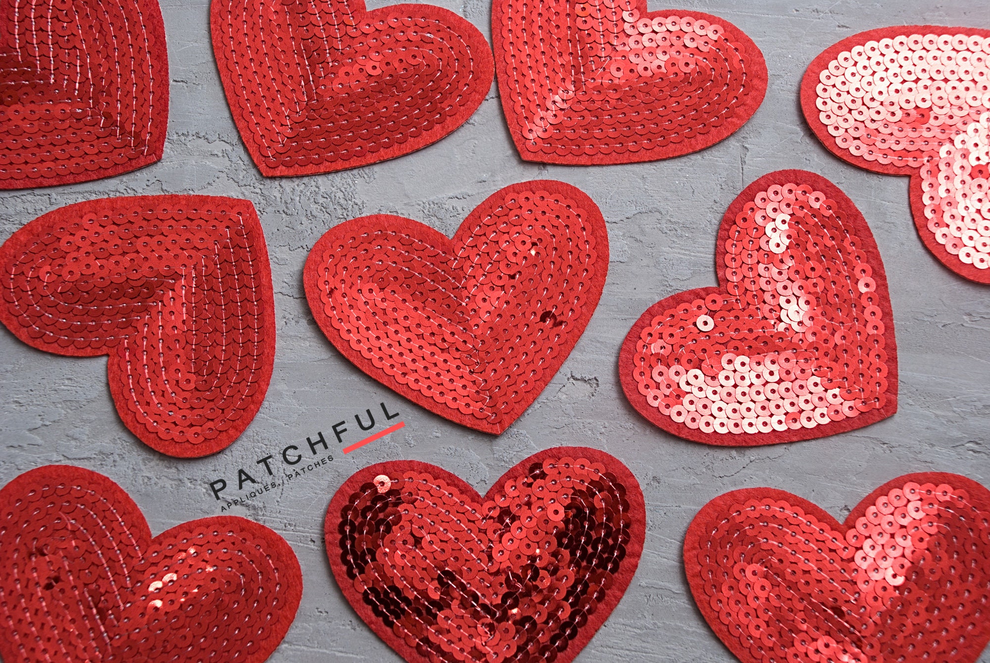 Red Heart Patch Sequin Patch Iron on Patch DIY Patch Embroidered Patch  Applique Embroidery 6x6.5cm 