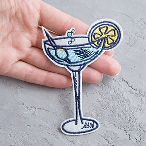 Cocktail patch 100mm, Embroidery iron on patch, Cheers patch, Drinking applique, Birthday party favors, Jacket patch - 3 15/16&quot;