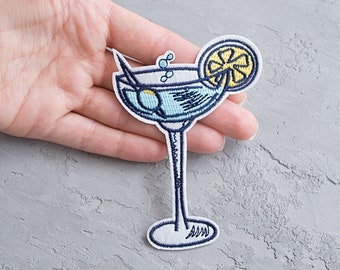 Patch cocktail 100mm, ferro da ricamo su patch, patch Cheers, applique per bere, bomboniere per feste di compleanno, patch per giacca - 3 15/16"