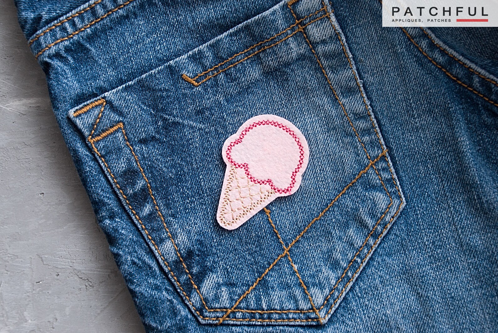 Ice Cream Cone Ironon Patch Ice Cream Badge Pink Girly Etsy