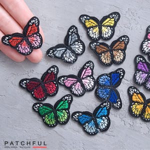 Small Butterfly patch 43mm, Kids embroidered patch, Art Applique patch, Clothes patch - 1 11/16&quot;