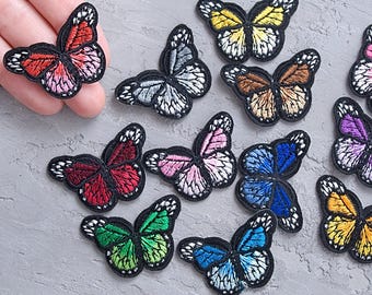 Small Butterfly patch 43mm, Kids embroidered patch, Art Applique patch, Clothes patch - 1 11/16"