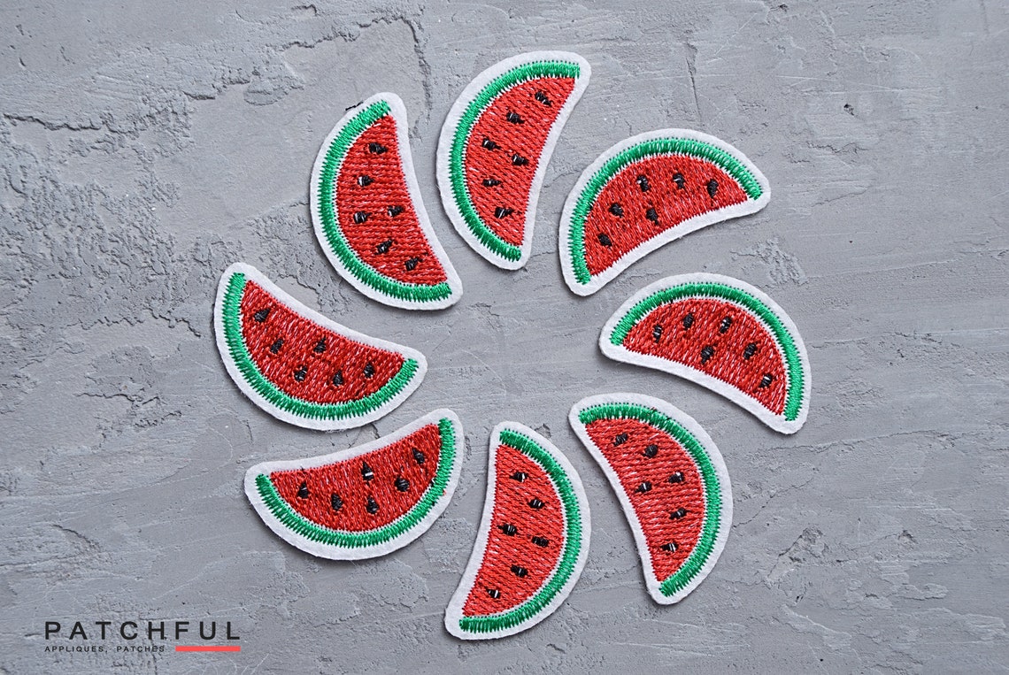 Watermelon Embroidered Patch 45mm Iron On patch game Fruit Etsy