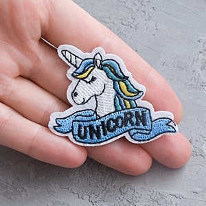 Unicorn patch 55mm, Kids applique, Embroidered iron-on patch for jacket, DIY applique, Girl patch for backpack - 2 3/16&quot;