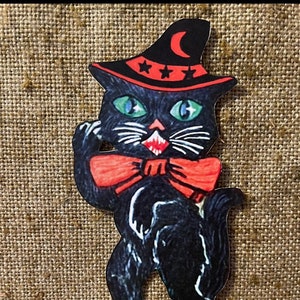 Chapeau de sorcière avec lune et étoiles, jusqu'à 17 po., décoration Halloween en papier cartonné découpé à la main, noeud orange, décoration de cupcakes également