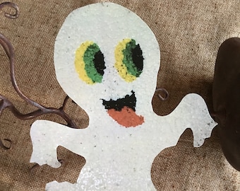 Sizes Up To 16" Choice of Ghost with Green or Black Eyes, Halloween Hand Cut Cardstock Decoration for Crafting, Framing ,Cupcake Toppers Too