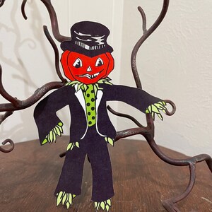 Sizes Up To 17&quot; Vintage Style Scarecrow Black Suit,Green Tie Halloween Hand Cut Cardstock Decoration, Framing,Crafts,Cupcake Toppers,Style A