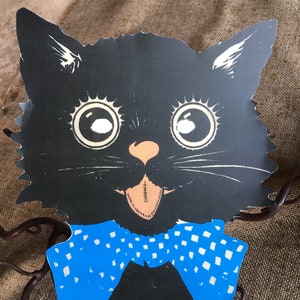 Sizes Up To 11" Vintage Style Cat Face,5 Colors Checkered Checked Scarf Halloween Hand Cut Cardstock Decoration Crafts, Cupcake Toppers Too