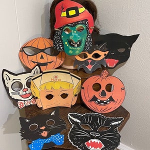 Pour les ENFANTS, choisissez un style vintage : sorcière, chat, citrouille, plus de papier cartonné, costume de MASQUE d'Halloween, accessoire de bonbonnière, tenue vestimentaire, décoration