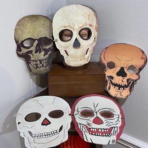 ADULT & KIDS Pick Vintage Style Skeleton Skull Group A Cardstock Halloween MASK Costume Masquerade Party Favor Accessory,Dress Up,Decoration