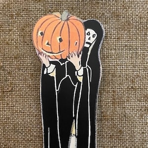 Größen bis zu 17 "Vintage Style Trick oder Treater Sensenmann Skelett Kostüm, JOL Halloween Hand geschnitten Karton Dekoration, Cupcake Toppers auch