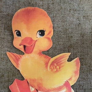 Tamaños de hasta 14" Estilo vintage Feliz Pascua Patito Bebé Pato Tarjeta de decoración de cartulina cortada a mano, Invitación, Encuadre, etc., Adornos para cupcakes