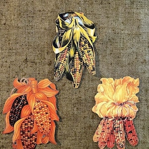Sizes Up To 15&quot; Choice 3 Vintage Style Thanksgiving Fall Autumn Indian Corn Hand Cut Cardstock Decoration,Wall Decor,Crafts,Cupcake Toppers