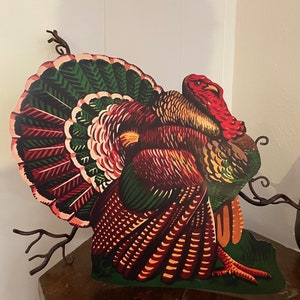 Sizes Up To 11&quot; Vintage Style  Dark Green/Brown Thanksgiving Turkey on Grass Hand Cut Cardstock Decoration,Wall Decor,Crafts,Cupcake Toppers