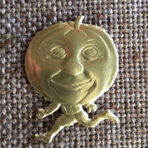 Estilo Vintage, oro alemán frustrado, JOL Pumpkin Man corriendo en relieve, decoración de chatarra de cartón troquelado brillante para Halloween