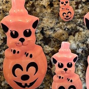 Sizes Up To 17" Vintage Style Orange Cat Sits in JOL Pumpkin,Halloween Hand Cut Cardstock Decoration for Framing Etc,Cupcake Toppers Too
